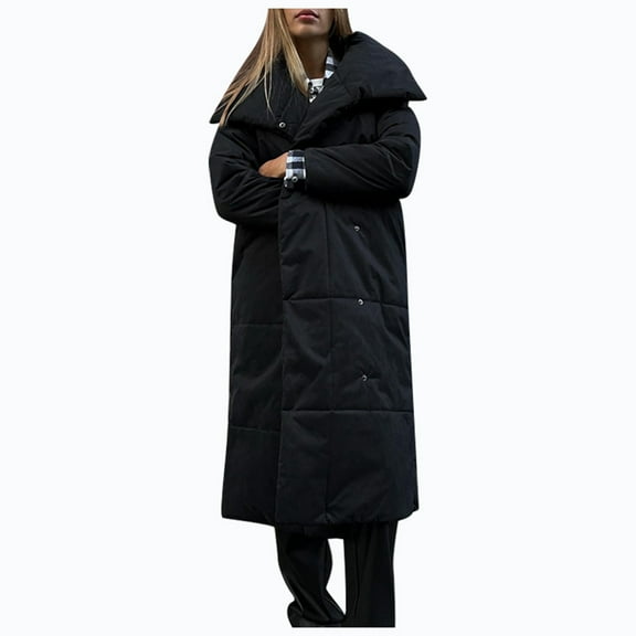 Women's Long Down Coat Winter Oversized Casual Warmth Stand Collar Windproof Heavy Duty Insulated Outerwear for Cold Weather