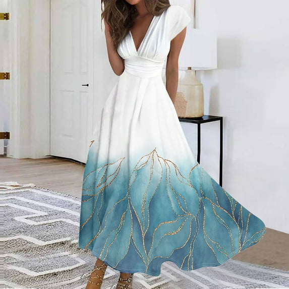 Women's Long Dress Maxi Dress Casual Dress Chiffon Dresses Swing Dress Casual Mature Outdoor Daily Date Ruffled Short Sleeve V-neck Dress