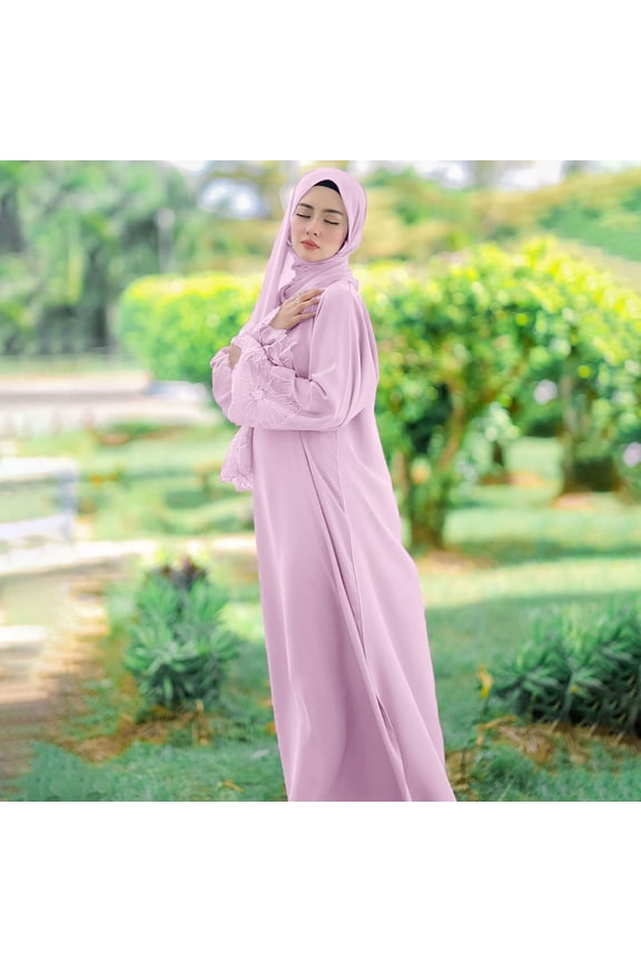 Women's Long Dress Solid Color With Lace Edge Dress With Headscarf Do Women Need Saving Maxi Dress for Girls Size 12 Women Long Dress Girls Pineapple Dress Size 12 Women Traditional Dress Burka for