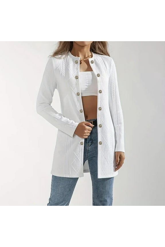 Women's Long Dressy Cardigan Sweaters Lightweight Duster Coat White L