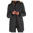 thumbnail image 1 of Women's Long Flannel Plaid Jacket Shacket Cozy Lapel Button Down Shirt Jacket Fuzzy Trench Coat Black, L, 1 of 4
