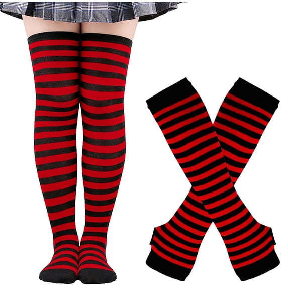 Women's Long Gloves Knitted Fake Sleeves Exposed Warm Arm Mitten And A Set Of Long Socks Suit Thermal Safety Comfy Workout Gym Gloves for Driving Cycling Running Hiking Skiing