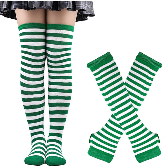Women's Long Gloves Knitted Fake Sleeves Exposed Warm Arm Mitten And A Set Of Long Socks Suit Thermal Safety Comfy Workout Gym Gloves for Driving Cycling Running Hiking Skiing
