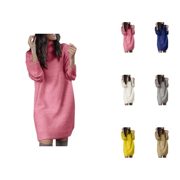Women's Long High Collar Knit Sweater Soft Warm Pullover Top Casual Autumn and Winter Fashion Outfit for Daily Wear