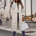 thumbnail image 1 of Women's Long Hooded Down Vest, Knee Length Sleeveless Puffer Jacket, Lightweight Quilted Vest, Slim Fit Casual Wear, Fall Winter Layer White M, 1 of 5
