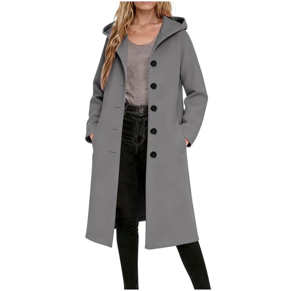 Women's Long Hooded Oversized Trench Coat Winter Warm Lined Casual Outerwear Jacket For Fall Season