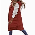 thumbnail image 1 of Women's Long Hooded Quilted Gilet Zip Up Sleeveless Waistcoat Padded Winter Jacket Outwear Coat, 1 of 4