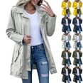 thumbnail image 1 of Women's Long Hooded Rain Jacket Outdoor Raincoat Windbreaker Winter Coat And Windproof Solid Jackets For Outdoor Hiking Trips Hooded Raincoat Windbreaker Tops, 1 of 6