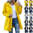 thumbnail image 1 of Women's Long Hooded Rain Jacket Outdoor Raincoat Windbreaker Winter Coat And Windproof Solid Jackets For Outdoor Hiking Trips Hooded Raincoat Windbreaker Tops, 1 of 7