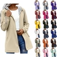 thumbnail image 1 of Women's Long Hooded Rain Jacket Outdoor Raincoat Women Solid Rain Jacket Outdoor Plus Size Hooded Raincoat Windproof Black XL Fall, 1 of 8