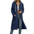 thumbnail image 1 of Women's Long Hooded Sweaters Full-Zip Cardigan Sweater Solid Long Sleeve Drawstring Hoodies Cardigans Coat with Pocket Tunic Sweatshirts Loose Fall Outfits, 1 of 6