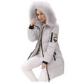 thumbnail image 1 of Women's Long Hooded Winter Coat Slim Fit Quilted Puffer Jacket Grey XXXXL, 1 of 7
