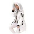thumbnail image 1 of Women's Long Hooded Winter Coat Slim Fit Quilted Puffer Jacket White XXXXL, 1 of 7