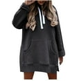 thumbnail image 1 of Women's Long Hoodie Super Soft Lightweight Warm Fleece Anorak Pullover Fall Winter Casual Oversized Tunic Sweatshirt, 1 of 5