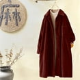 thumbnail image 1 of Women's Long Jackets Corduroy Shirt, Long Sleeve Button Blouses Tops with Pockets, Plus Size Loose Overcoat Trench Coats Womens Long Coat Wine 3XL, 1 of 6