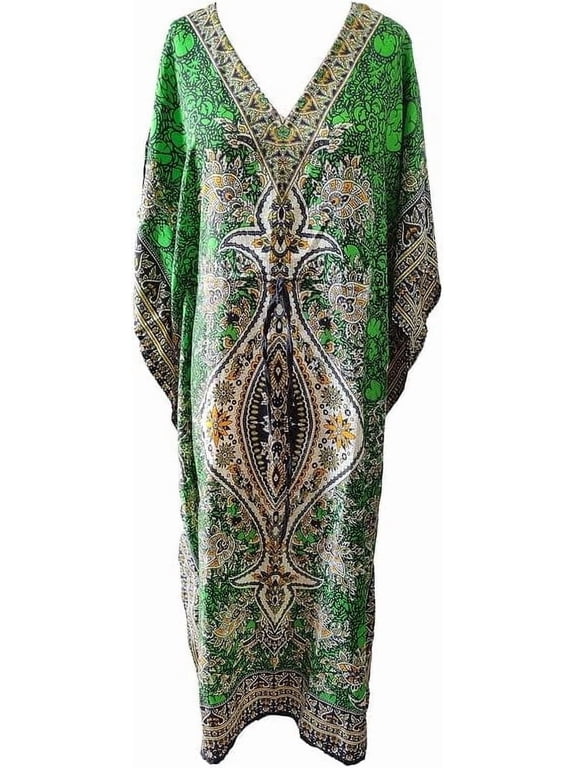Women's Long Kaftan Maxi Tunic Caftan Gown Top Night Dress One Size