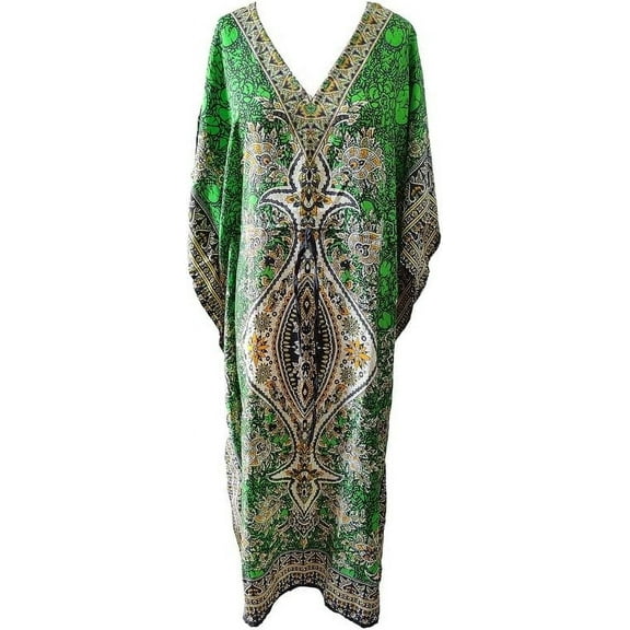 Women's Long Kaftan Maxi Tunic Caftan Gown Top Night Dress One Size