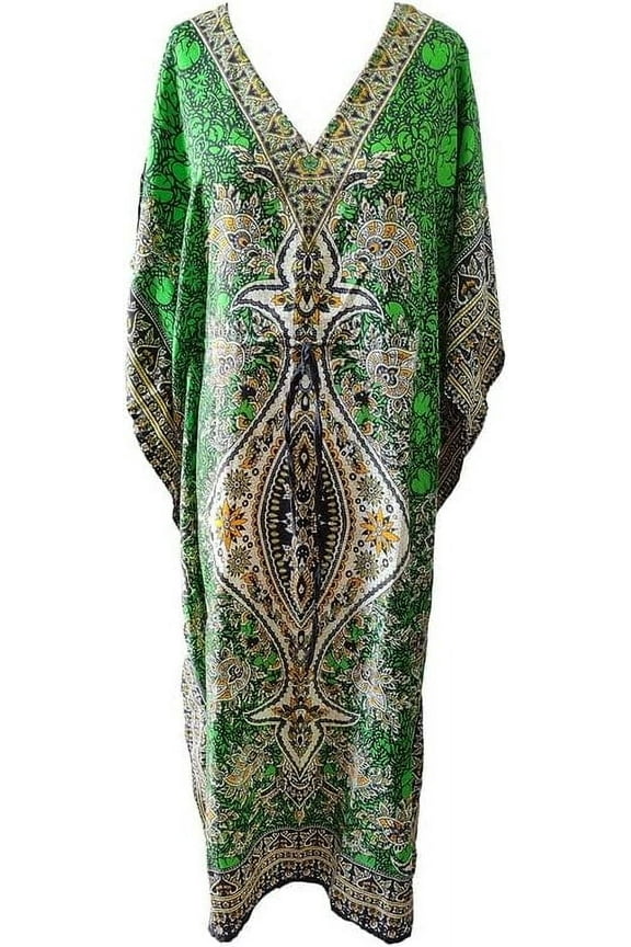 Women's Long Kaftan Maxi Tunic Caftan Gown Top Night Dress One Size
