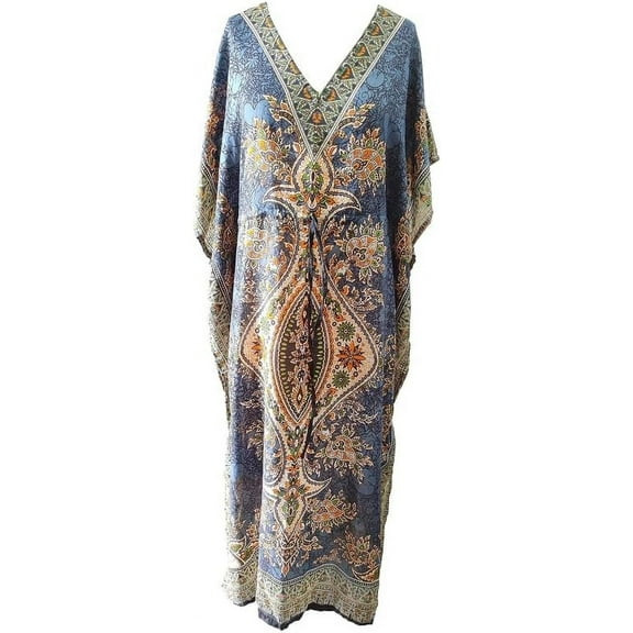 Women's Long Kaftan Maxi Tunic Caftan Gown Top Night Dress One Size