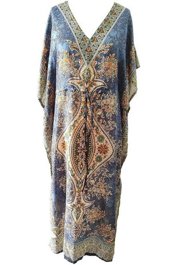 Women's Long Kaftan Maxi Tunic Caftan Gown Top Night Dress One Size