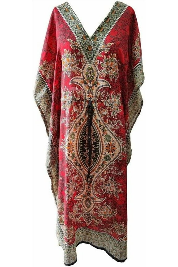 Women's Long Kaftan Maxi Tunic Caftan Gown Top Night Dress One Size