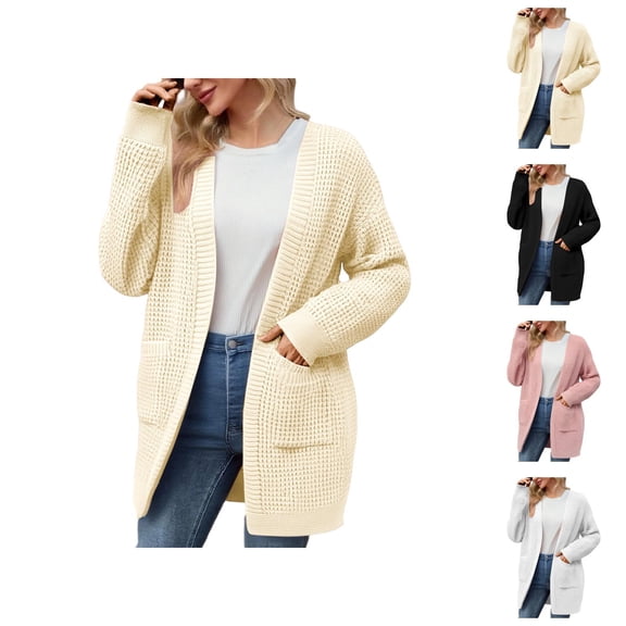 Women's Long Knit Cardigan Sweater Winter Fall Knit Open Front Cozy Oversized Soft Warm Casual Outwear Cardigan Sweaters for Women