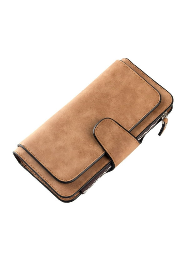 Women's Long Leather Wallet RFID Blocking Cash ID Credit Card Holder for Women Ladies Soft Clutch Wallet with Zipper Coin Pocket Fashion Purse