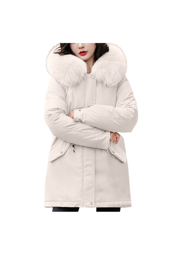 Women's Long Maxi Down Coat Zip Up Thickened Hooded Slim Fit Parka Puffer Jacket Outwear Casual Comfortable Long Sleeve Button Pocket