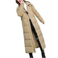 thumbnail image 1 of Women's Long Maxi Down Coat with Removable Hood Winter Warm Thickened Parka Puffer Jacket Casual Fashion Side Split Loose Fit Overcoat Outwear, 1 of 5