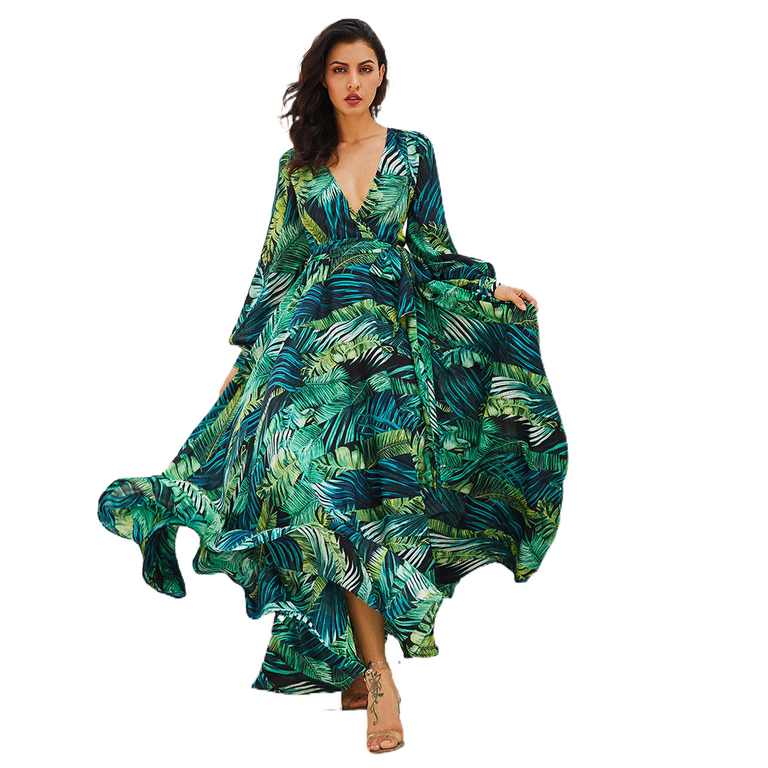 Long sleeve tropical dress online