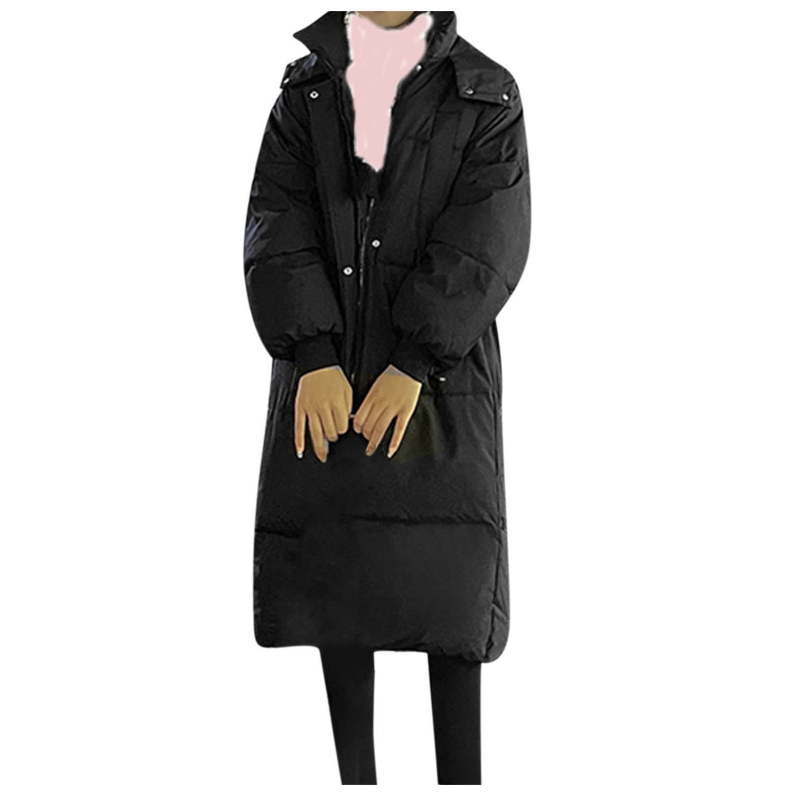 Women's Long Maxi Puffer Coats with Hood Quilted Down Cotton Jackets
