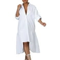 thumbnail image 1 of Women's Long Maxi Shirt Dress – Plus Size Classic Floor Length Solid One Piece, 1 of 3