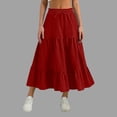 thumbnail image 1 of Women's Long Maxi Skirt 2026 Boho Flowy Flared Ruffle Skirts Beach Vacation Spring Going Out Outfits Red XL, 1 of 6
