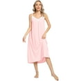 thumbnail image 1 of Women's Long Nightgown Full Slip Sleepwear Sleeveless Nightshirt Loose Lace Chemise Plus Size Lounge Dress S-2XL, 1 of 6