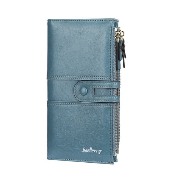 Women's Long PU Leather Wallet with Magnetic Snap Closure, Multi-Card Slots, Zipper Coin Pocket, Phone Compartment, and Large Capacity – 6 Colors Available