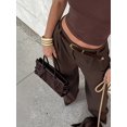 thumbnail image 1 of Women's Long Pants, Dress Pants, Commuter Outfit Women's Wide Leg Long Pants, Elegant Fashion Commuter Elegant Office Outfit, With Belt, Pocket Details, Autumn Outfit Brown Long Pants, 1 of 5