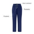 thumbnail image 1 of Women's Long Pants Womens Solid Color Straight Barrel Pants Elastic Waist Drawstring Pants Casual Trousers with Multiple Pockets Size XS-XXL, 1 of 7