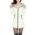 thumbnail image 1 of Women's Long Parka Jacket Casual Warm Thick Full Zip Hooded Helena Puffer Coat Long Sleeve Stretch Parka Winter Outfit (L, Beige), 1 of 3