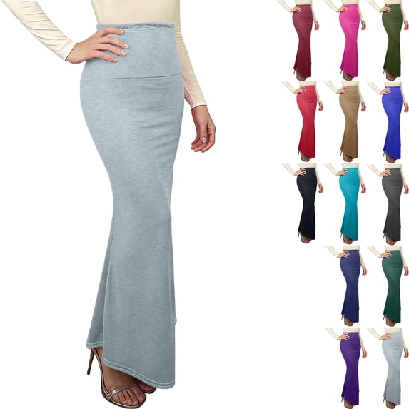 Women's Long Pencil Skirt High Waisted Summer Bodycon Tight Maxi Skirts Women Solid Stretchy Bodycon Maxi Skirt for Elegant Casual Office Wear