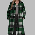 thumbnail image 1 of Women's Long Plaid Flannel Shirts Shacket Plus Size Long Sleeve Oversized Button Shirt Fall Spring Trench Coat with Pockets Green L, 1 of 5