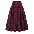 thumbnail image 1 of Women's Long Plaid Skirt Checkered Pattern High Elastic Waist A-Line Flared Hem Skirt Regular Fit for Casual & Formal Occasions, Cute Skirts, 1 of 3