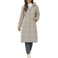 thumbnail image 1 of Women's Long Puffer Jacket Winter Warm Quilted Coat Long Sleeve Zip Up Outwear with Hood, 1 of 10