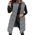 Women’s Long Puffer Vest Winter Warm Sleeveless Quilted Outwear Vest