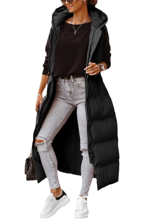 Winter Women Sleeveless Hooded Vest Coat Casual Solid Warm Parka Vest