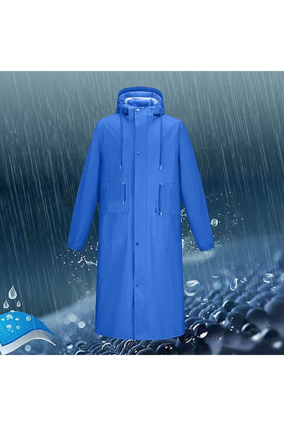 Women's Long Raincoat Lightweight Hooded Raincoat With Elastic Hood And Drawstring Waist (with Pockets And Hood) Lined Windbreaker Women Rain Coat for Women plus Size Long Jacket Women Face Jacket