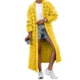 thumbnail image 1 of NAMTYQX Womens Sweater Jacket Fringe Casual Solid Color Warm Knit Women's Sweaters Long Sleeve Open-Front Yellow Size S, 1 of 5