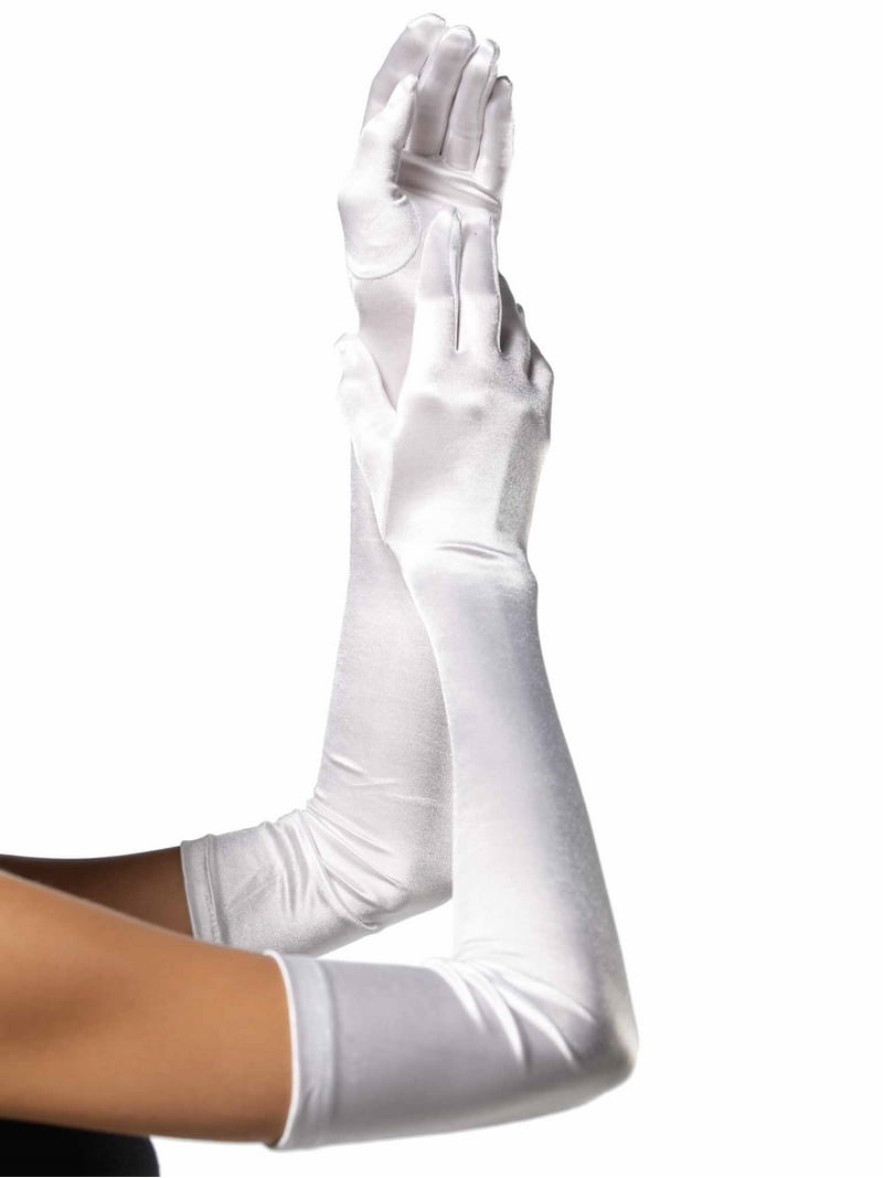 Women's Long Satin Gloves, White, One Size - Walmart.com