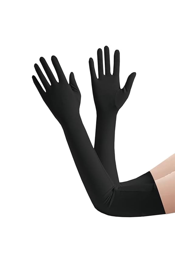 Women's Long Satin Gloves for Weddings, Prom, Formal Events - Stretchy Elbow Length Evening Gloves