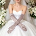 thumbnail image 1 of Women's Long Satin Opera Gloves, Elegant Solid Color Formal Evening Gloves, Soft Stretchy Wedding Prom Halloween Cosplay Accessories for Daily Dress Up Rose Gold, 1 of 6