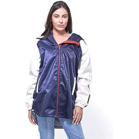 Women's Long Satin Twill Jacket- Navy- Small